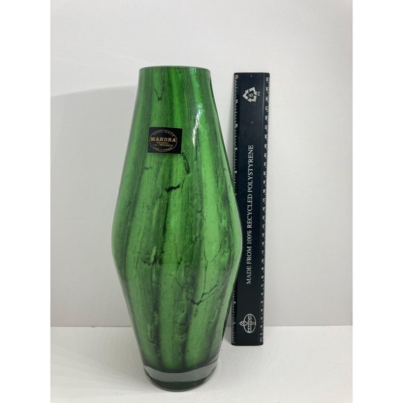 Makora Poland Handmade Green 12in Vase Stunning Nature - Picture 2 of 10